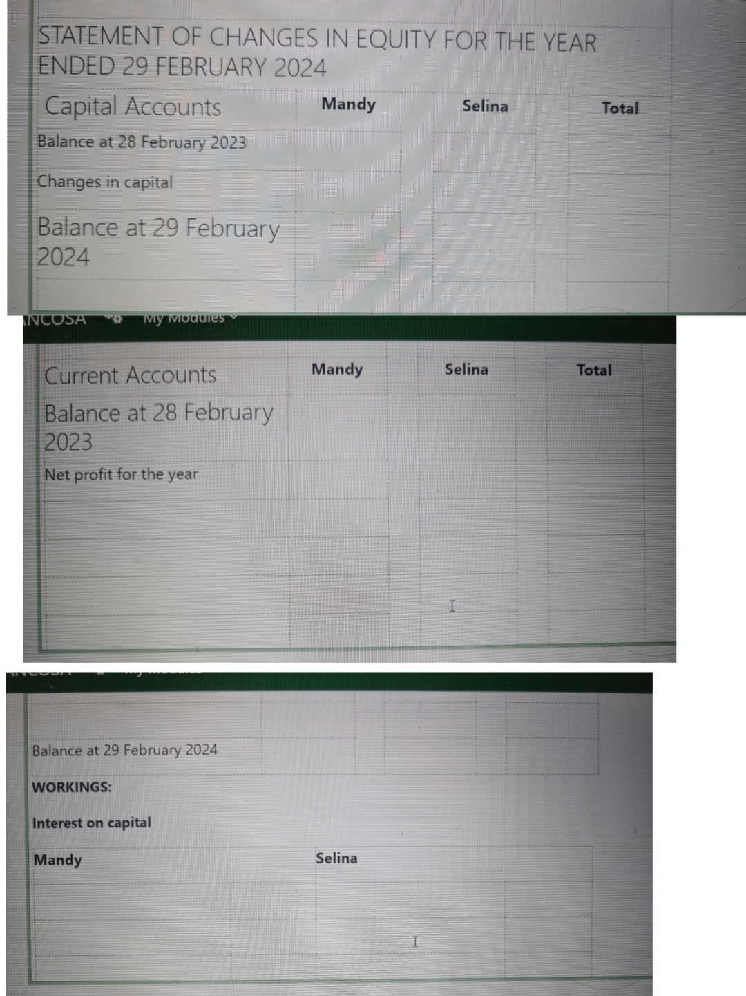 REQUIRED Prepare the Statement of Changes in