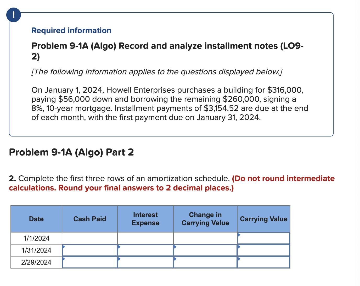 Required information Problem 9 - 1 A ( Algo )