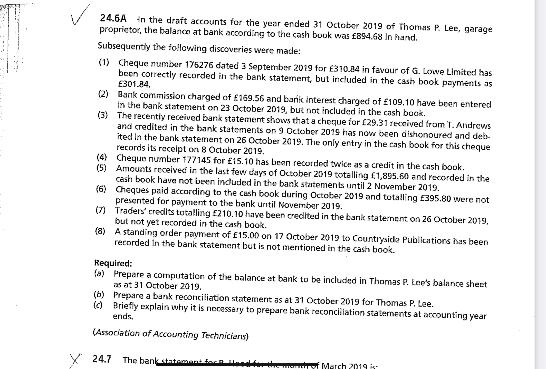 2 4 . 6 A In the draft accounts for the year
