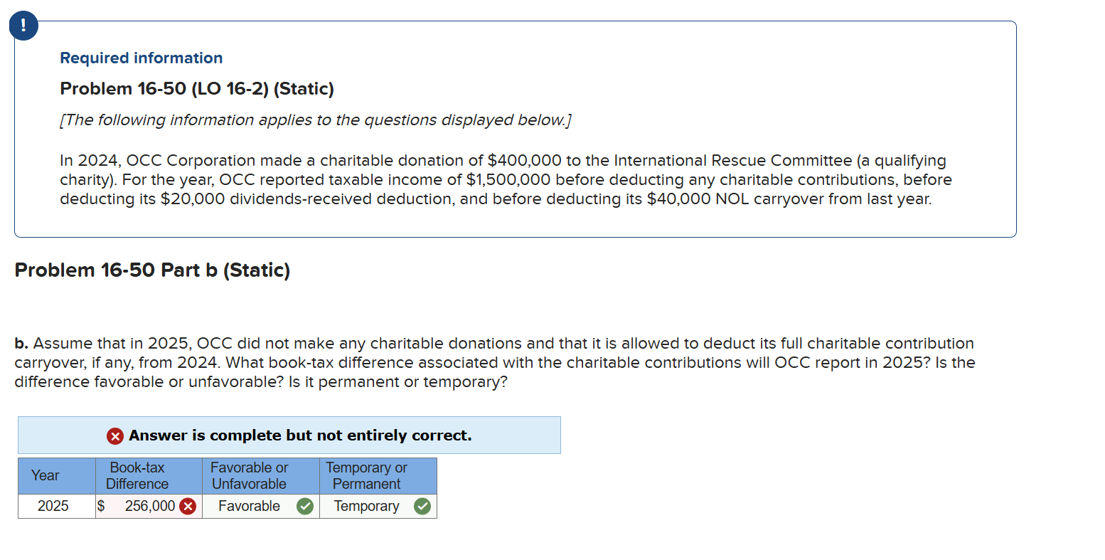 Required information Problem 1 6 - 5 0 ( LO 1 6 -