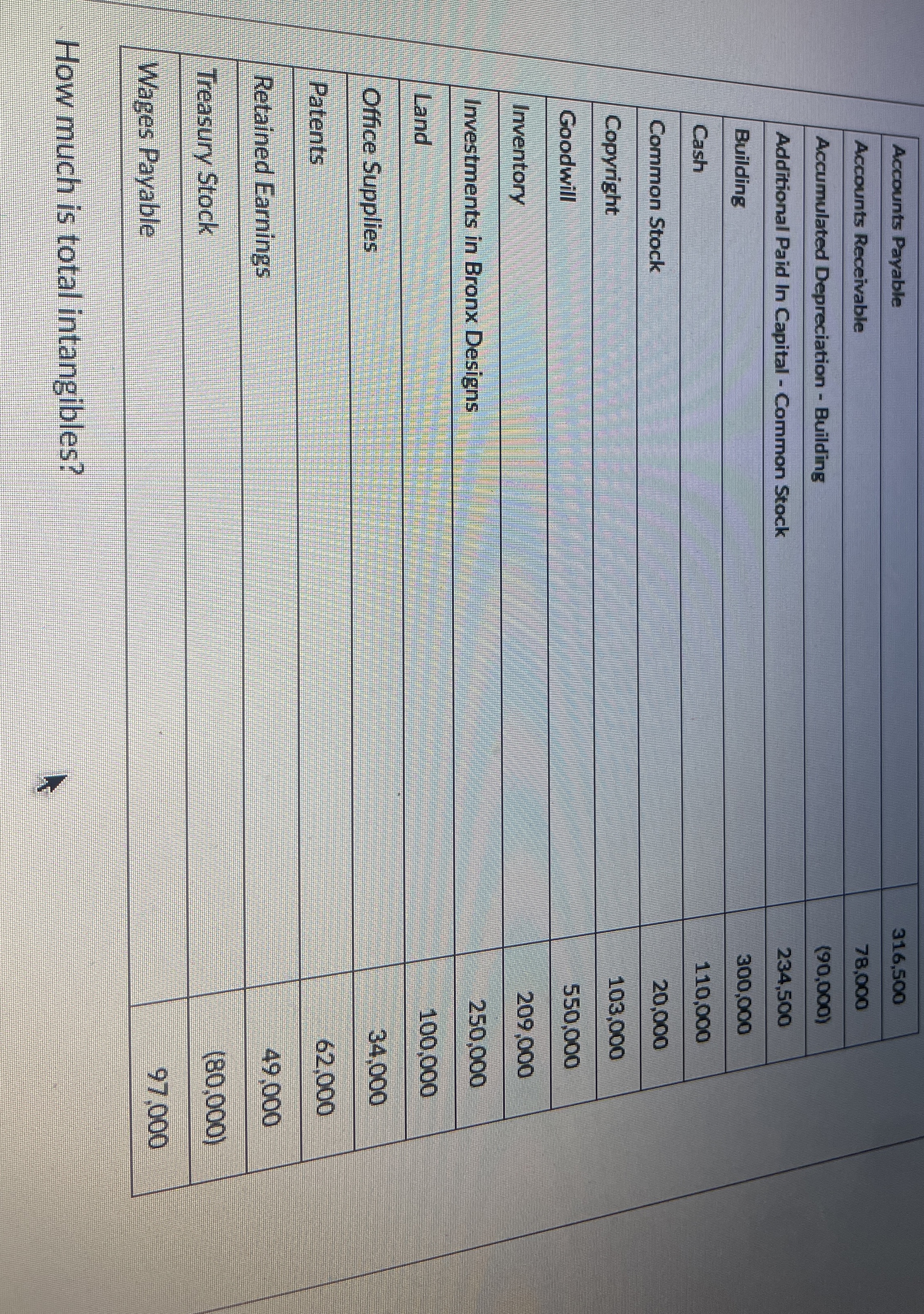how much is the total intangibles