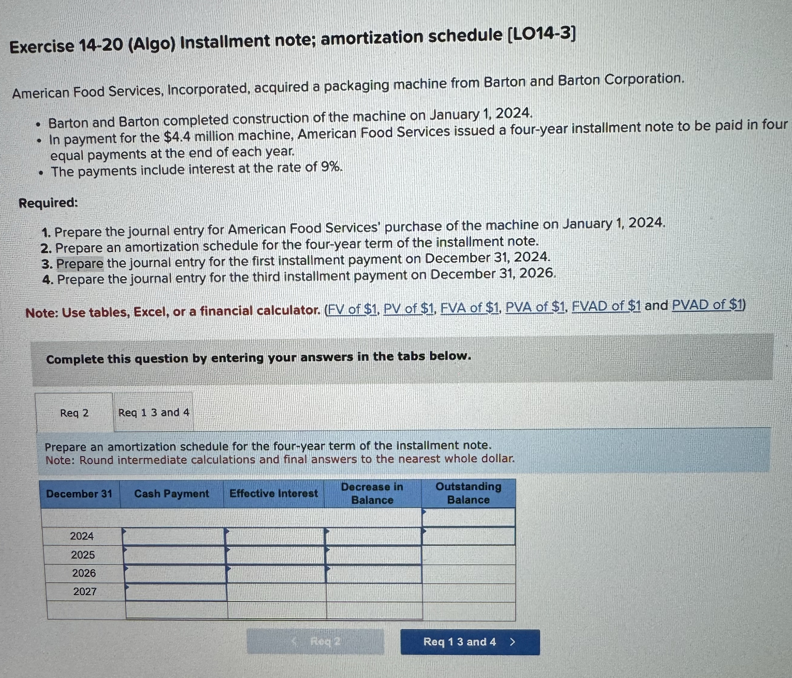 Exercise 1 4 - 2 0 ( Algo ) Installment note;