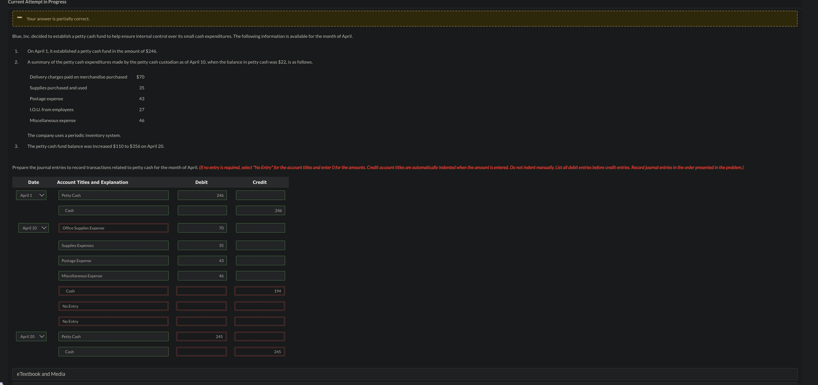 Current Attempt in Progress Your answer is
