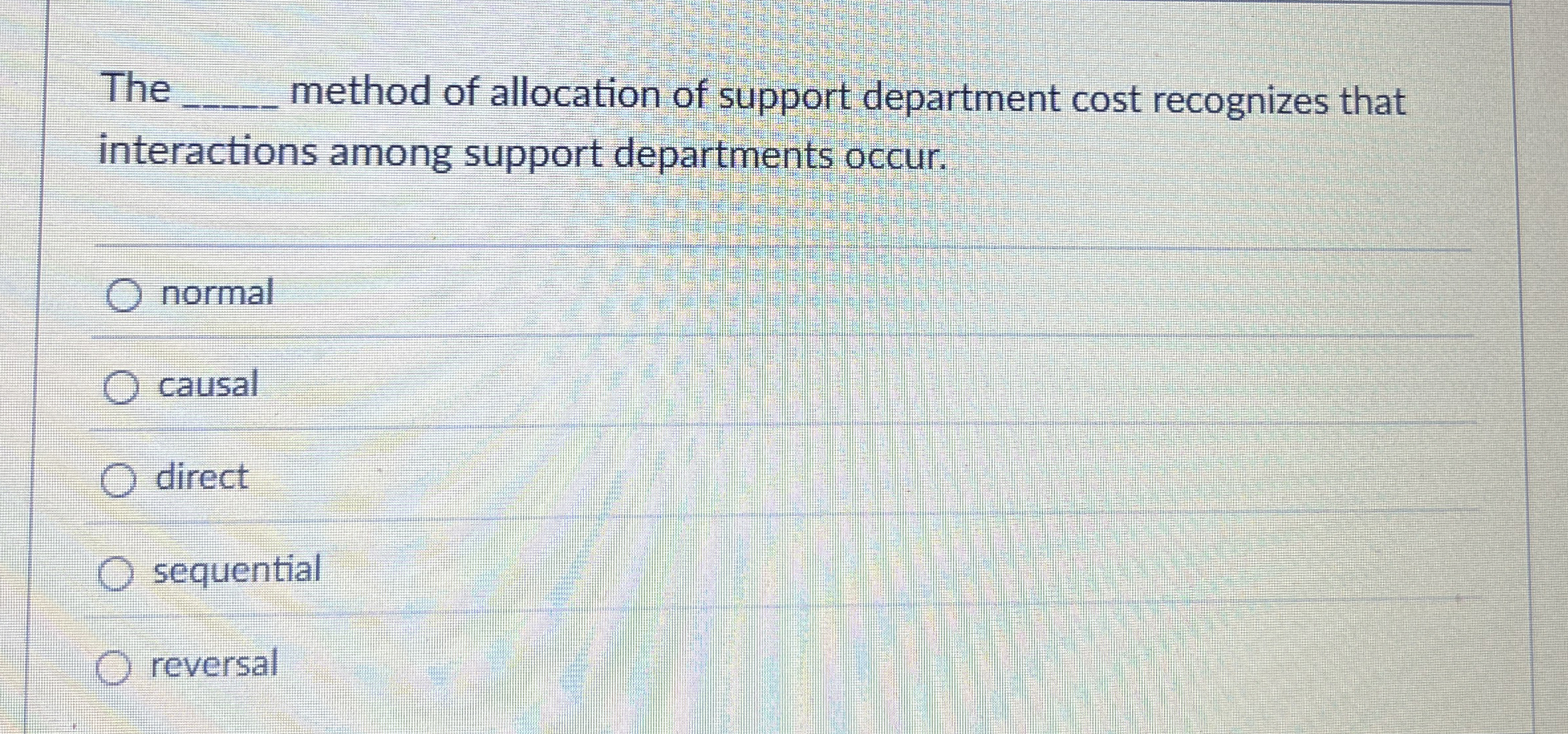 The method of allocation of support department