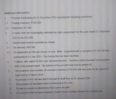 Propare the staterrent of Comprehersive incorne