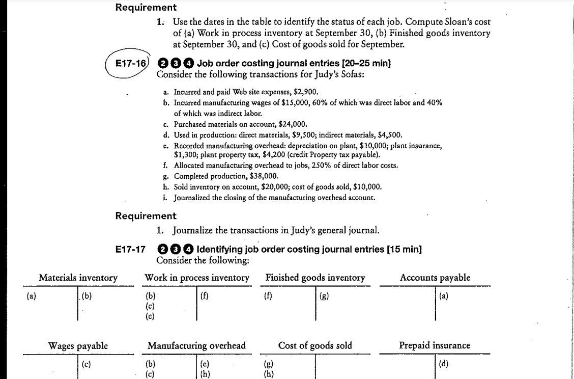 Requirement 1 . Use the dates in the table to