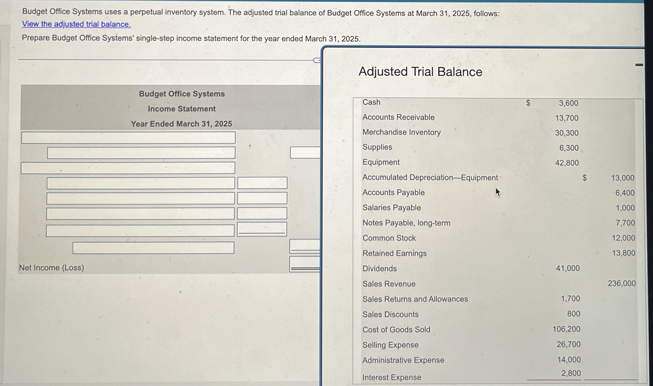 Budget Office Systems uses a perpetual inventory