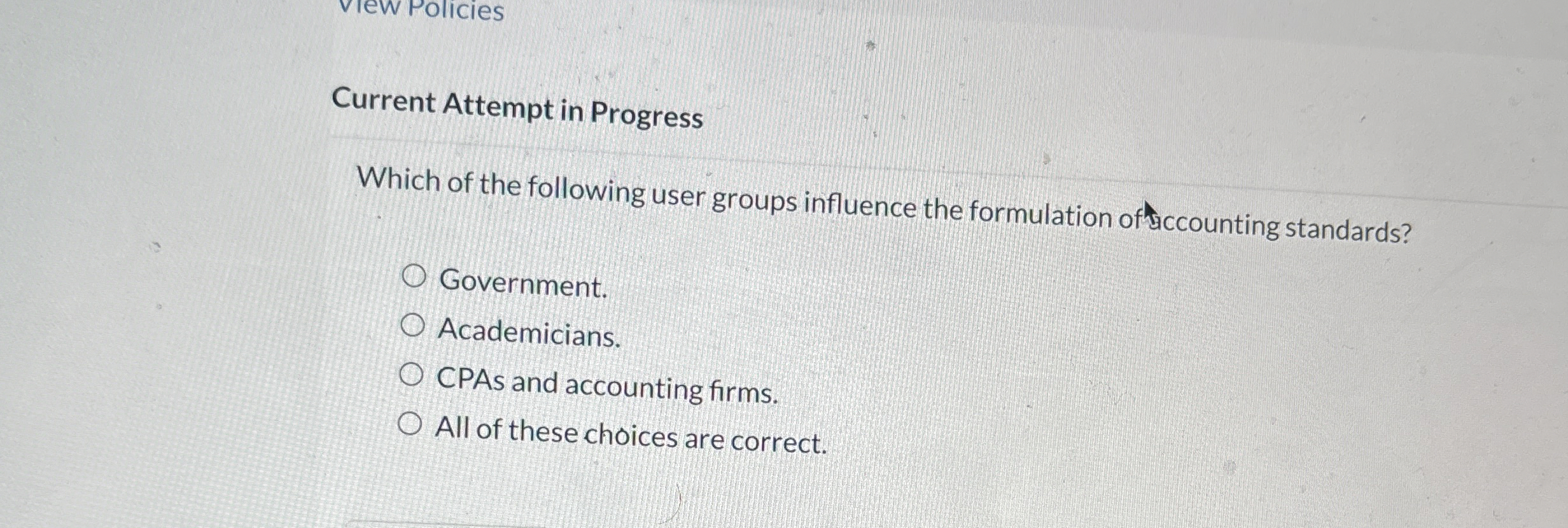 Current Attempt in Progress Which of the