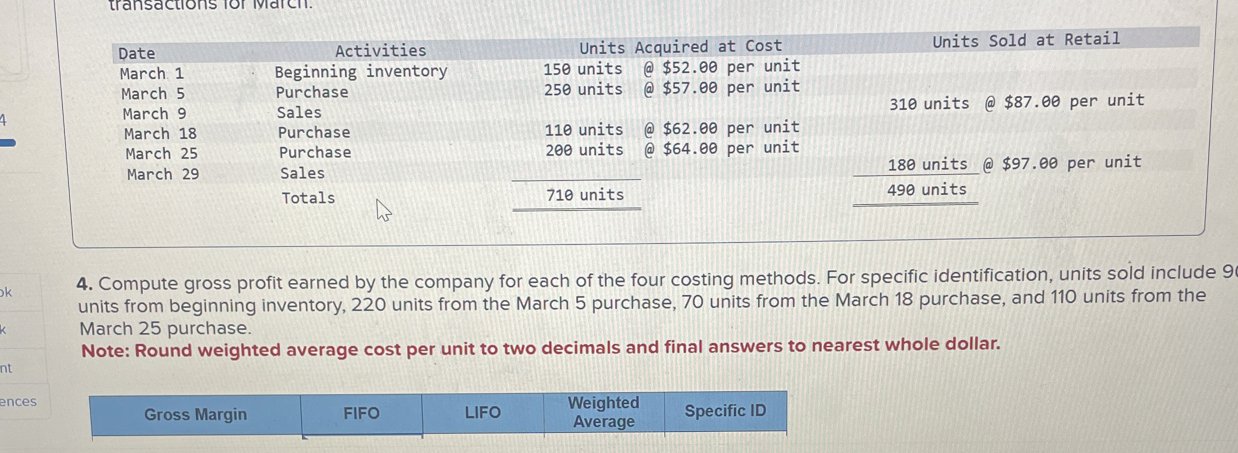 \ table [ [ Date , Activities,Units,Acquired at