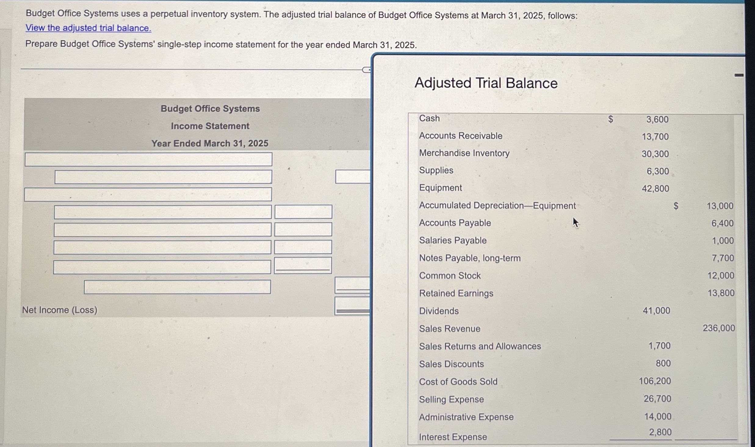 Budget Office Systems uses a perpetual inventory