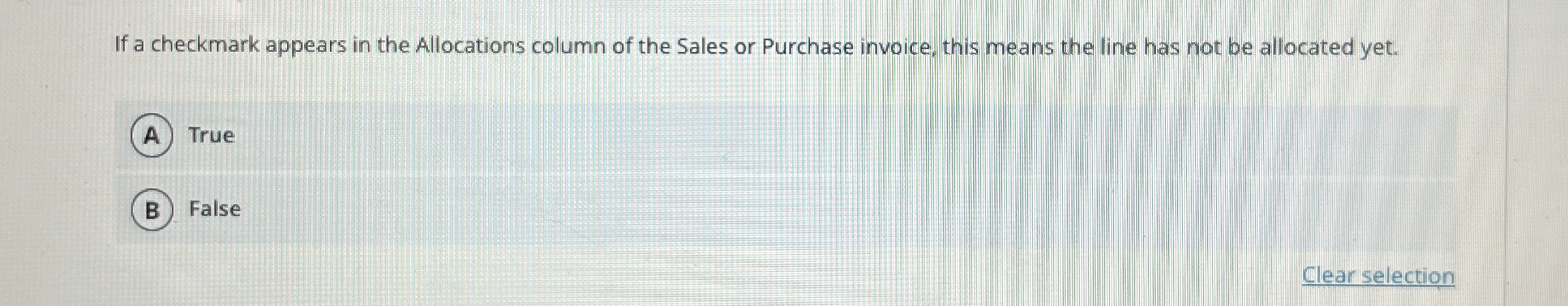 If a checkmark appears in the Allocations column