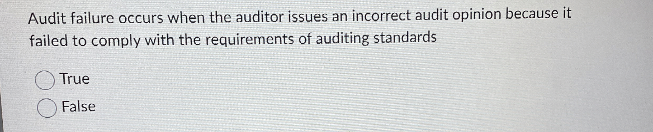 Audit failure occurs when the auditor issues an