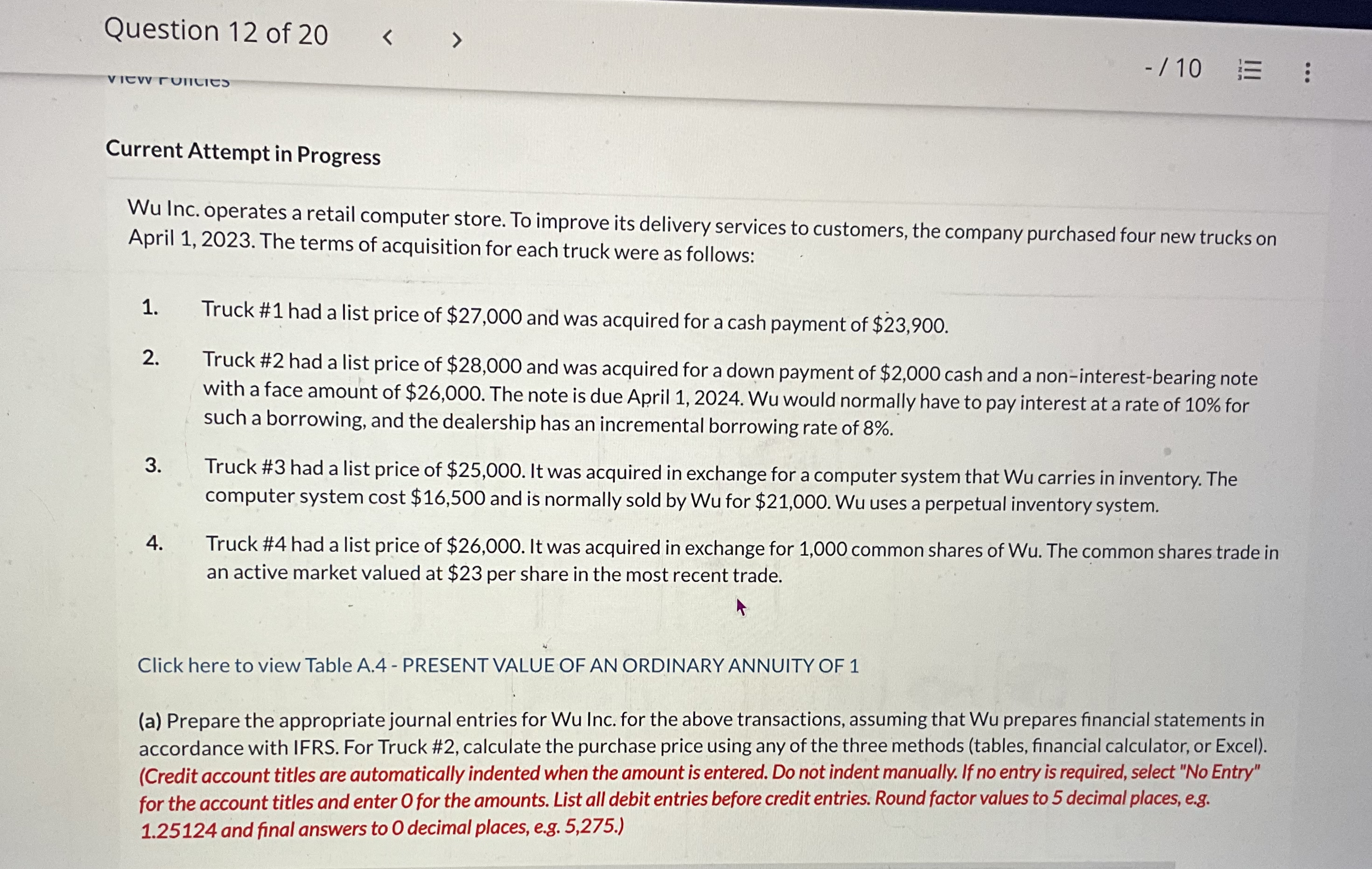 Wu Inc. operates a retail computer store. To