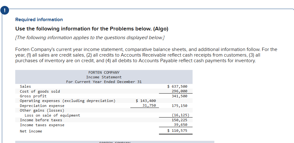 Use the following information for the Problems