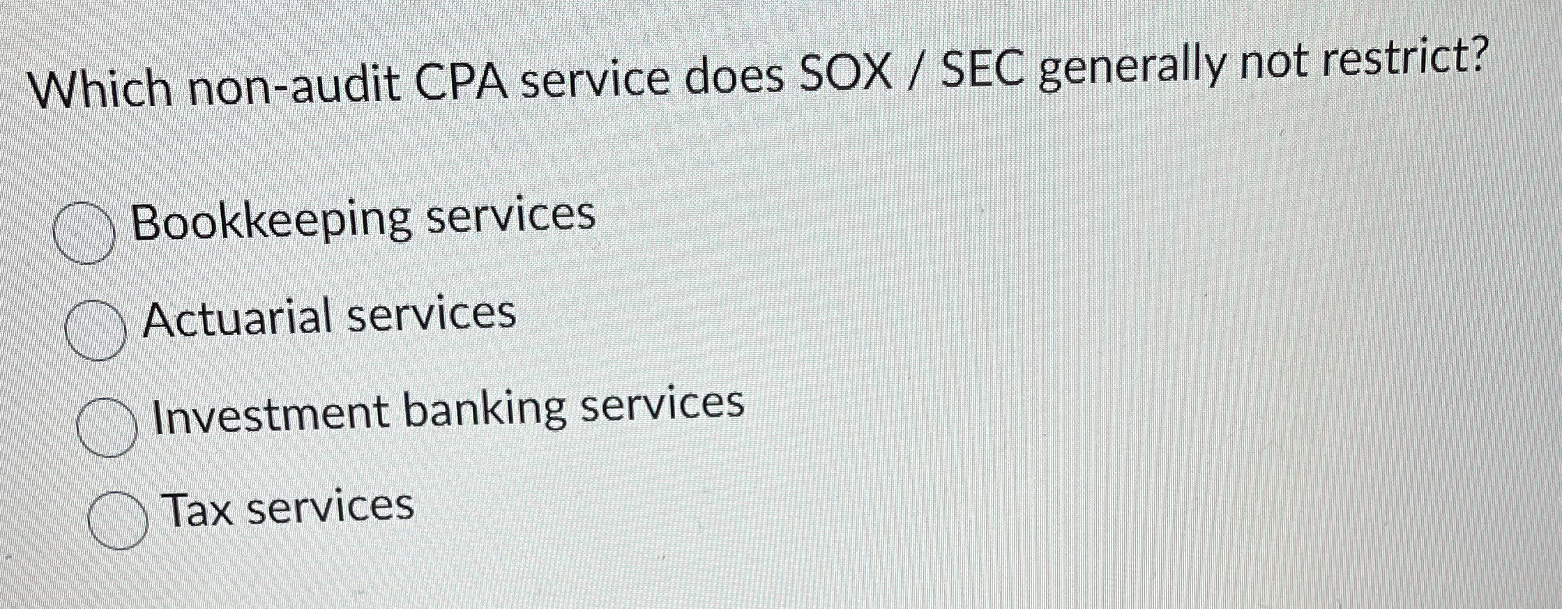 Which non - audit CPA service does SOX / SEC