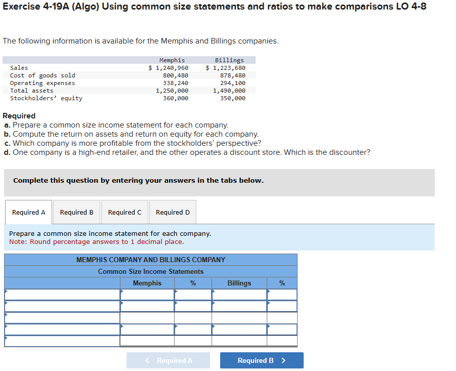 Exercise 4 - 1 9 A ( Algo ) Using common size