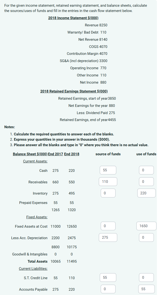 For the given income statement, retained earning