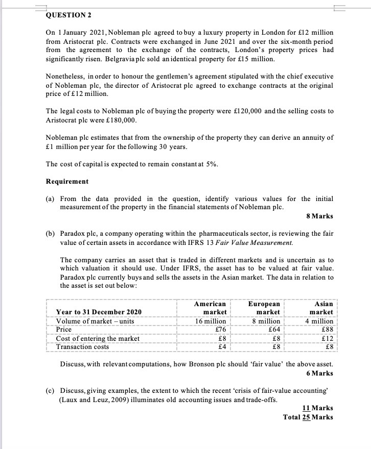 only answer multiple choice Question 2 ( a ) (