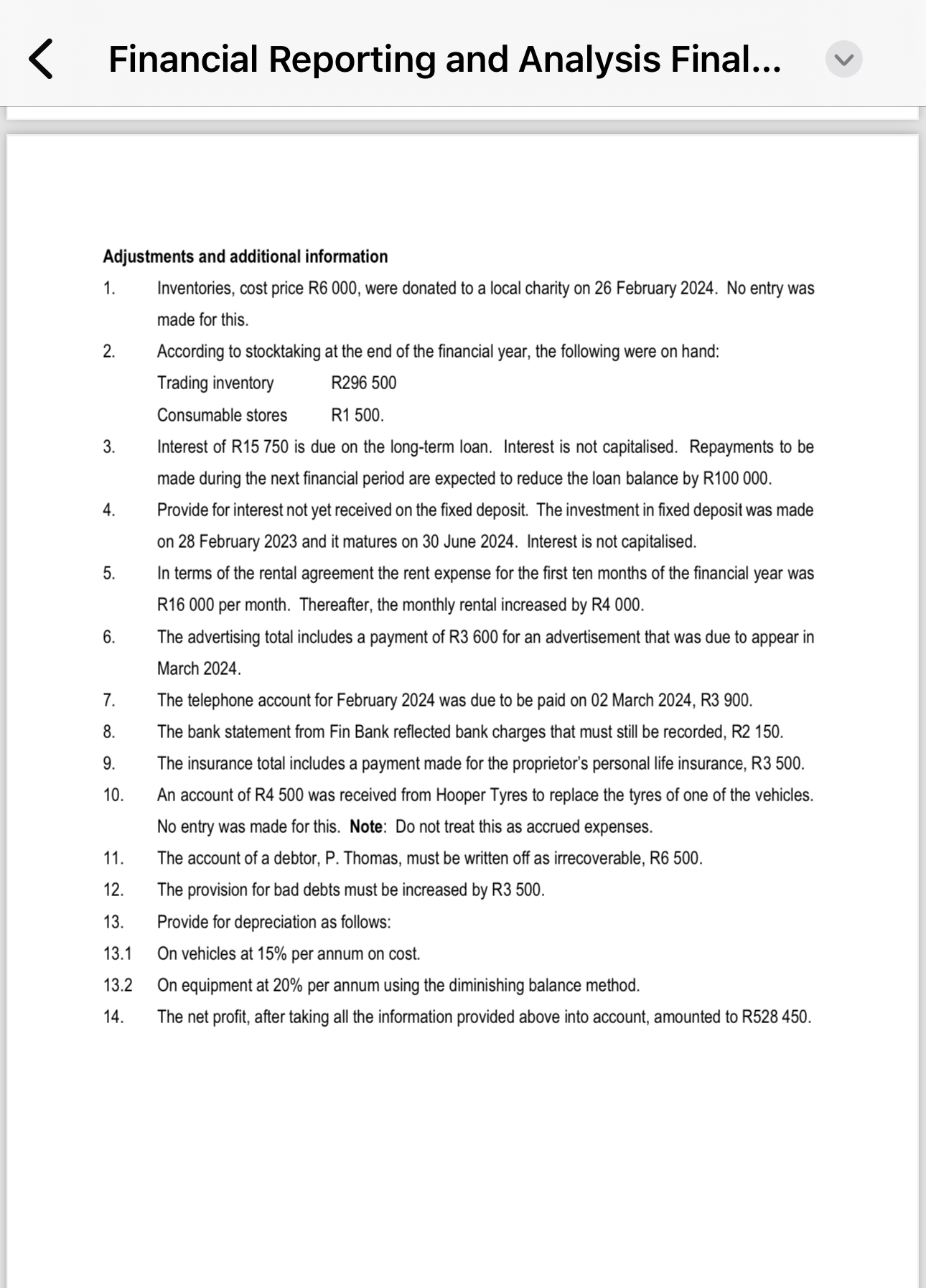 < Financial Reporting and Analysis Final...