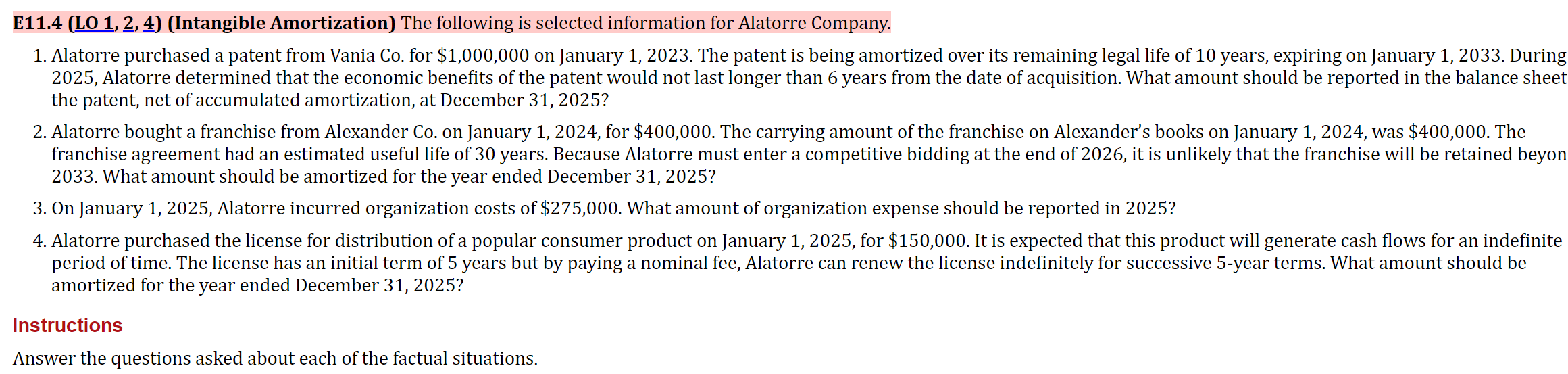 E 1 1 . 4 ( LO 1 , 2 , 4 ) ( Intangible