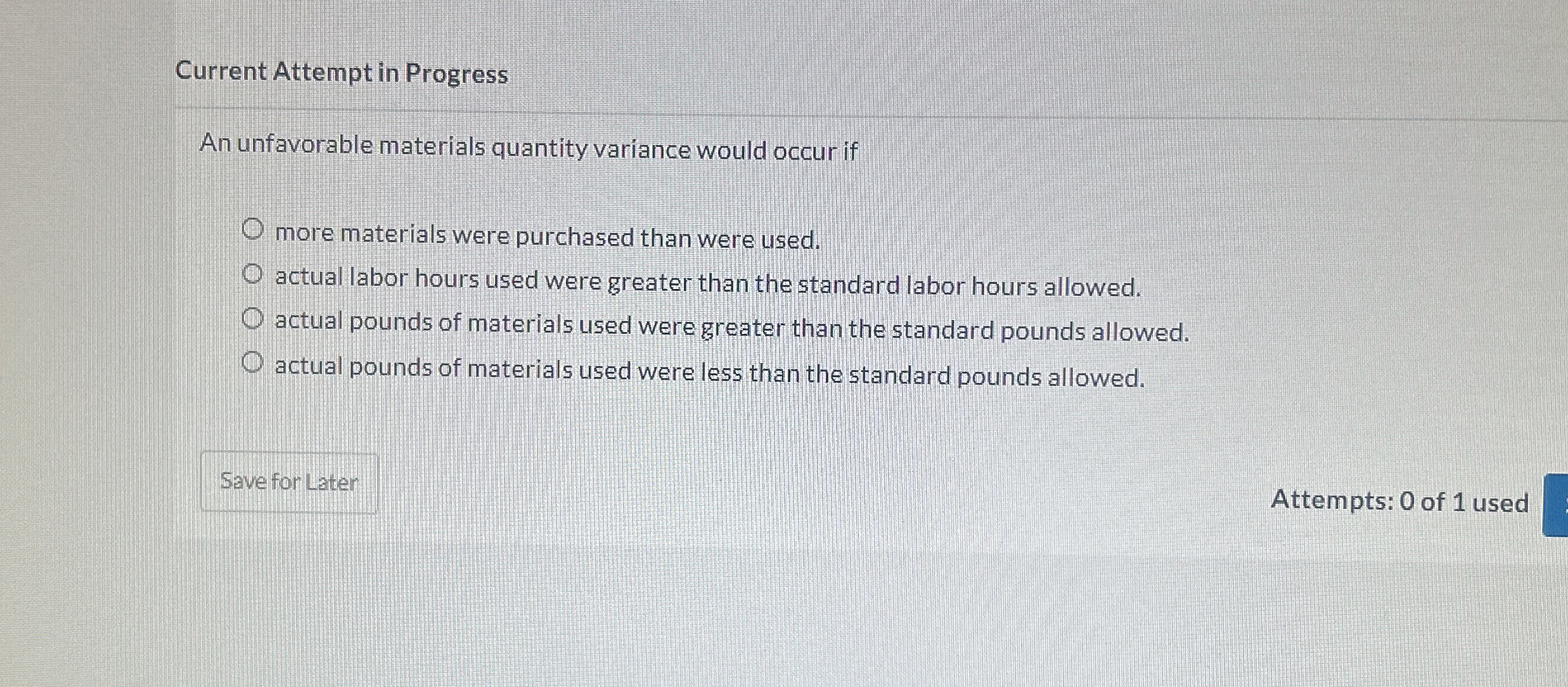 Current Attempt in Progress An unfavorable