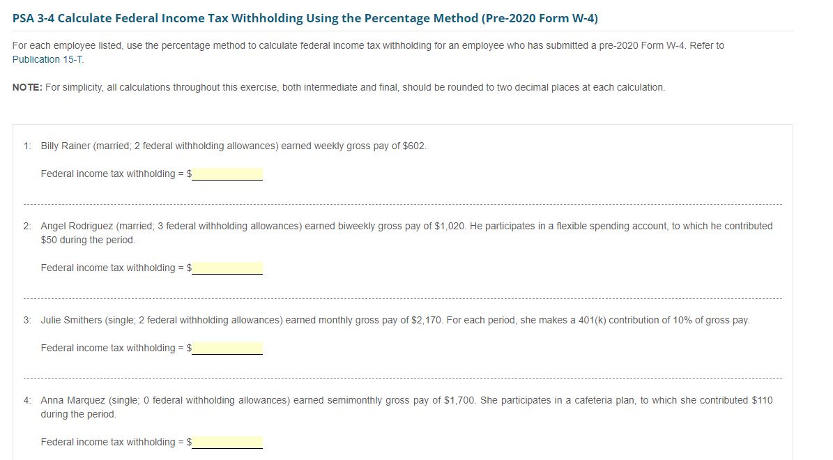PSA 3 - 4 Calculate Federal Income Tax