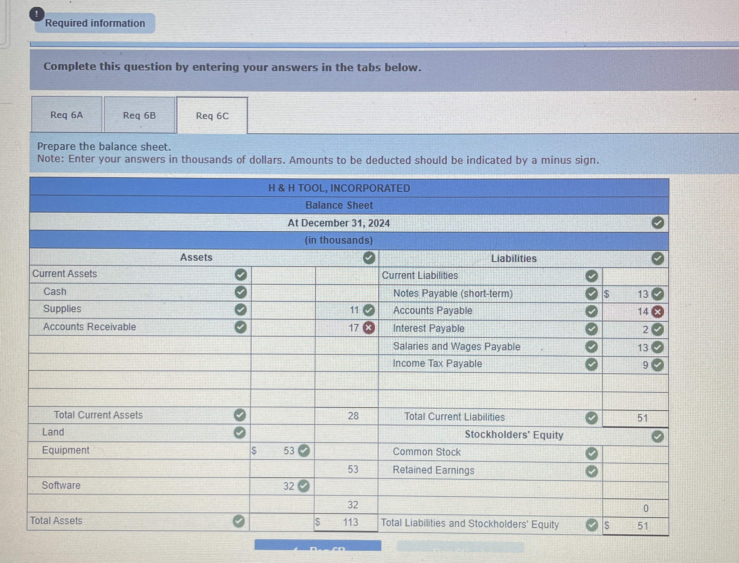 Required information Complete this question by