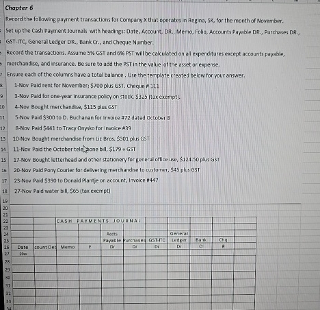 Chapter 6 Record the following payment