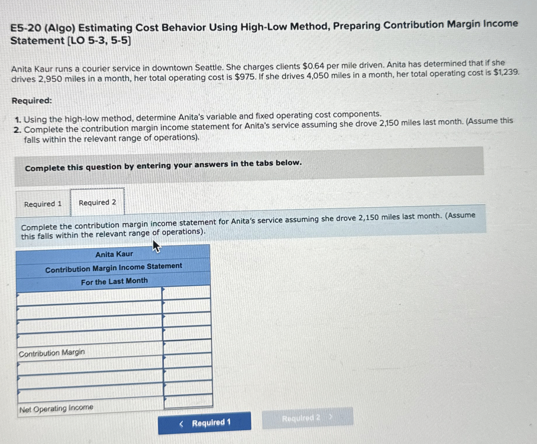 E 5 - 2 0 ( Algo ) Estimating Cost Behavior Using