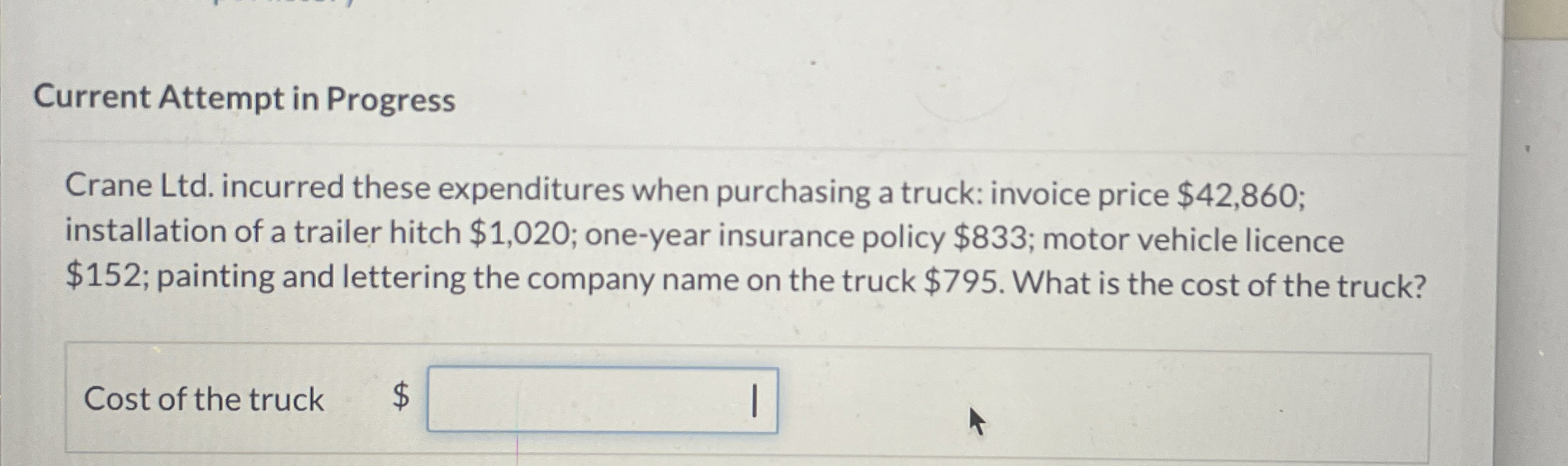 Current Attempt in Progress Crane Ltd . incurred