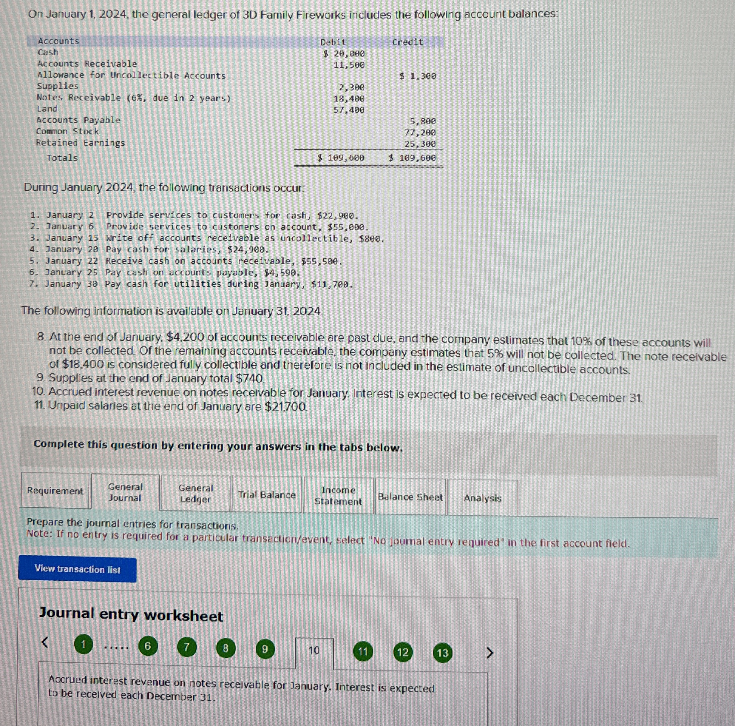 On January 1 , 2 0 2 4 , the general ledger of 3