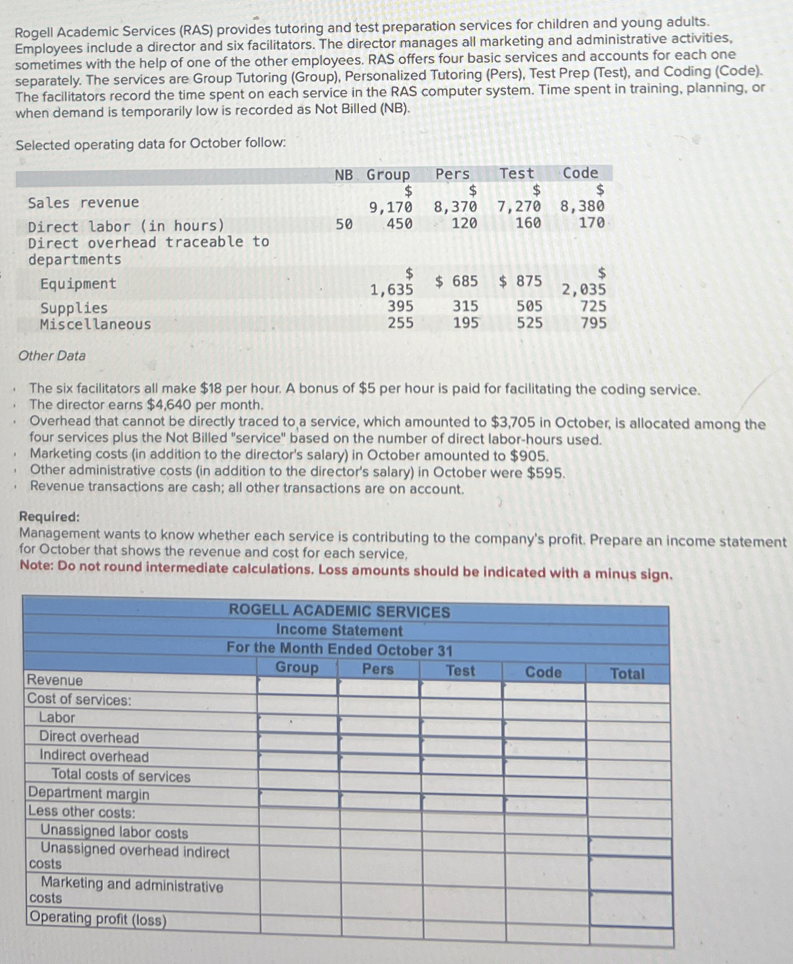 Rogell Academic Services ( RAS ) provides