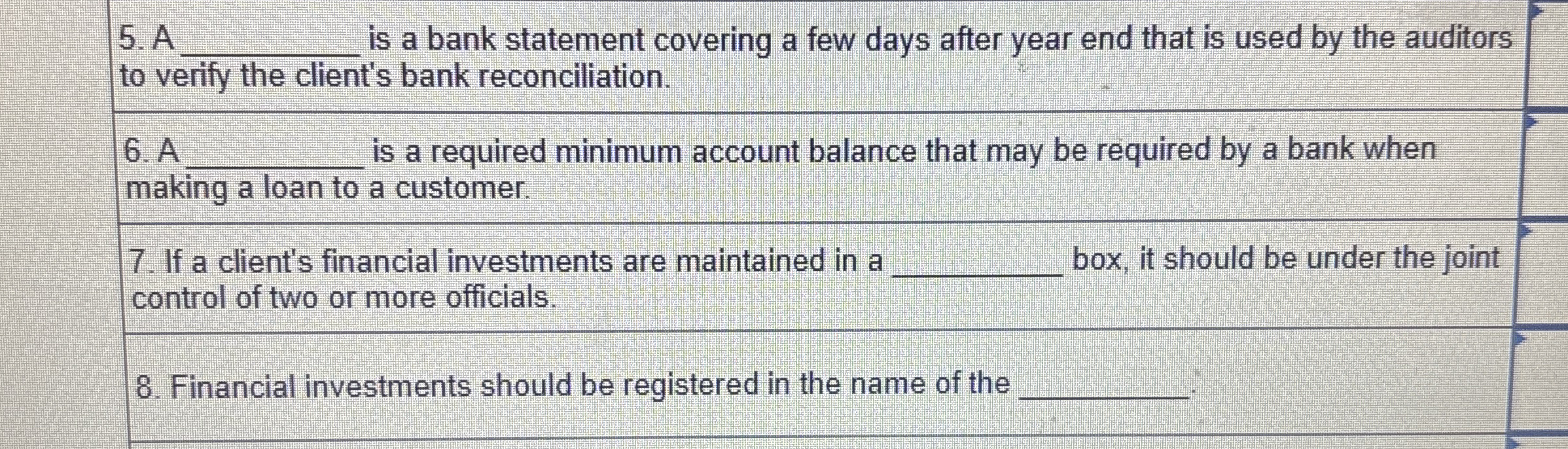 A q , is a bank statement covering a few days