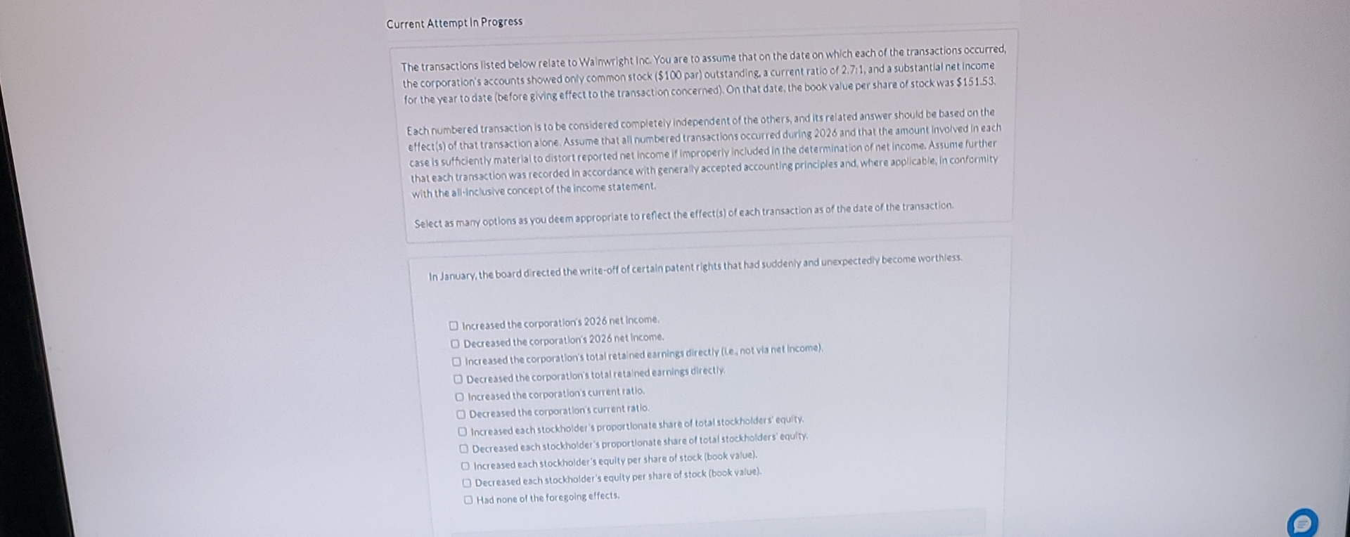 Current Attempt In Progress The transactions