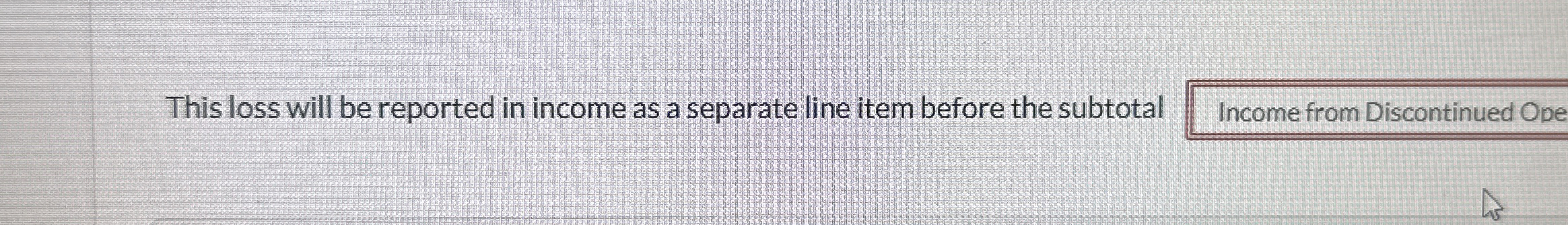 This loss will be reported in income as a