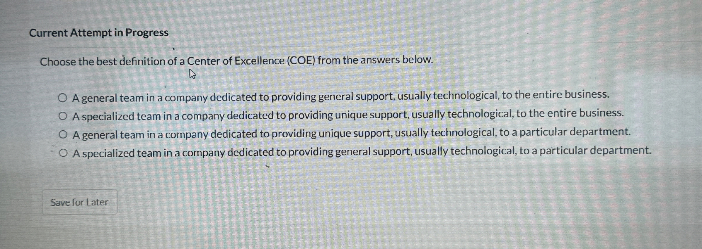 Current Attempt in Progress Choose the best