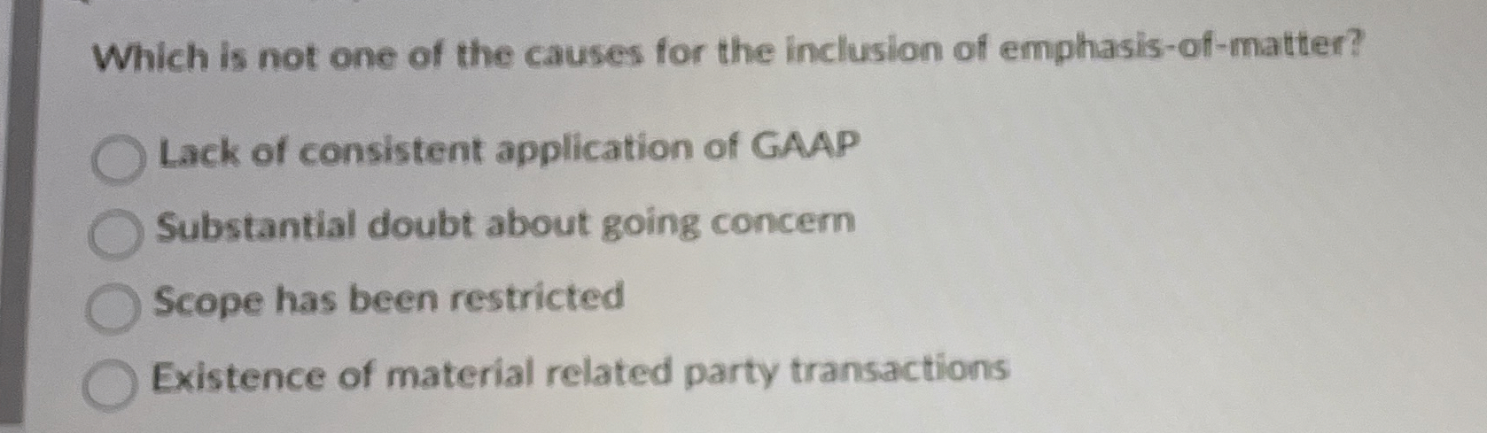 Which is not one of the causes for the inclusion