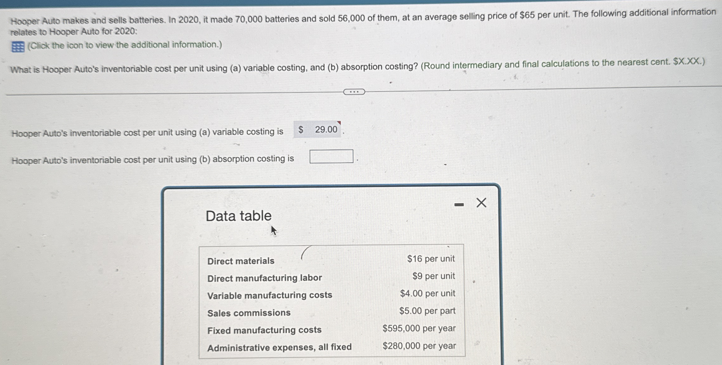 Hooper Auto makes and sells batteries. In 2 0 2 0