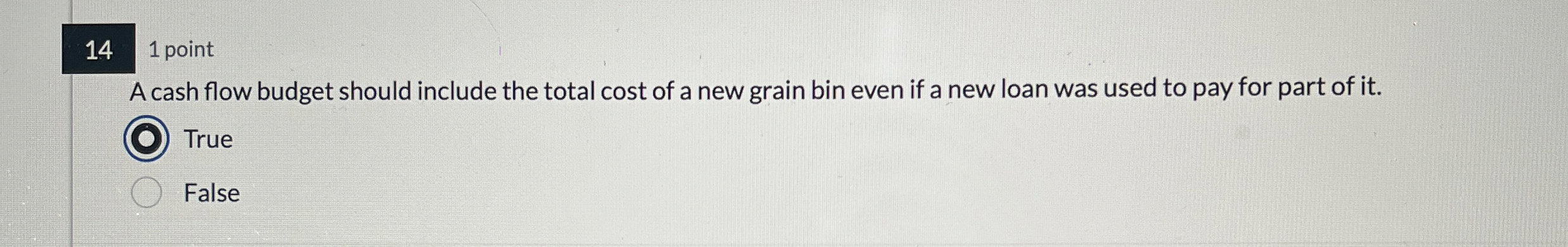 1 4 1 point A cash flow budget should include the