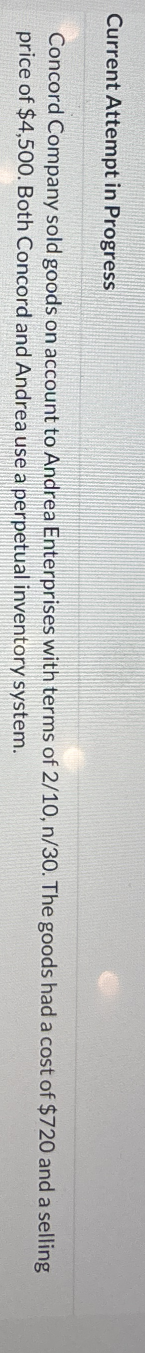 Current Attempt in Progress Concord Company sold