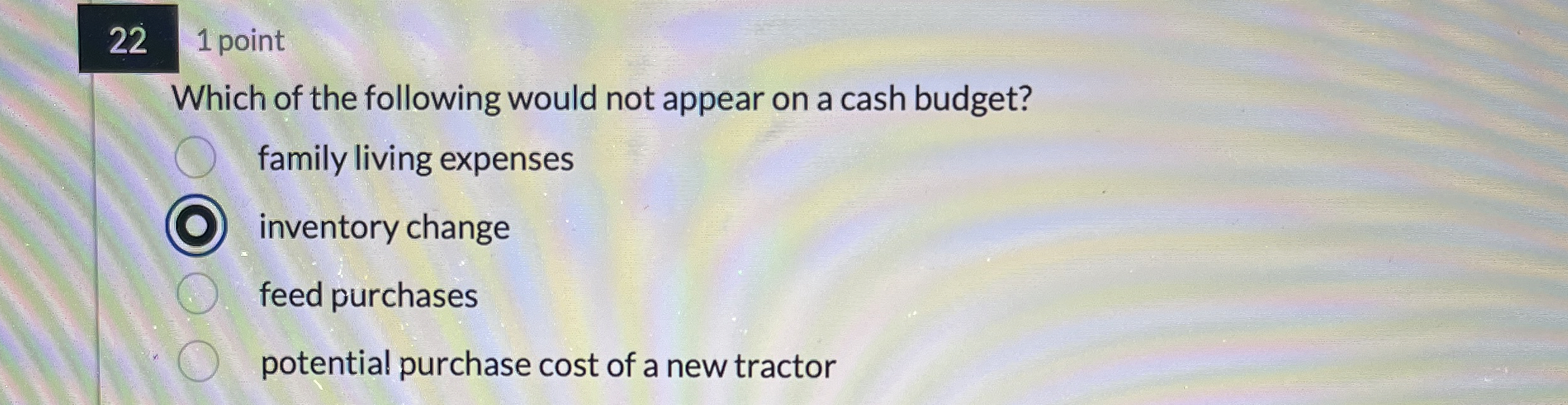 2 2 1 point Which of the following would not