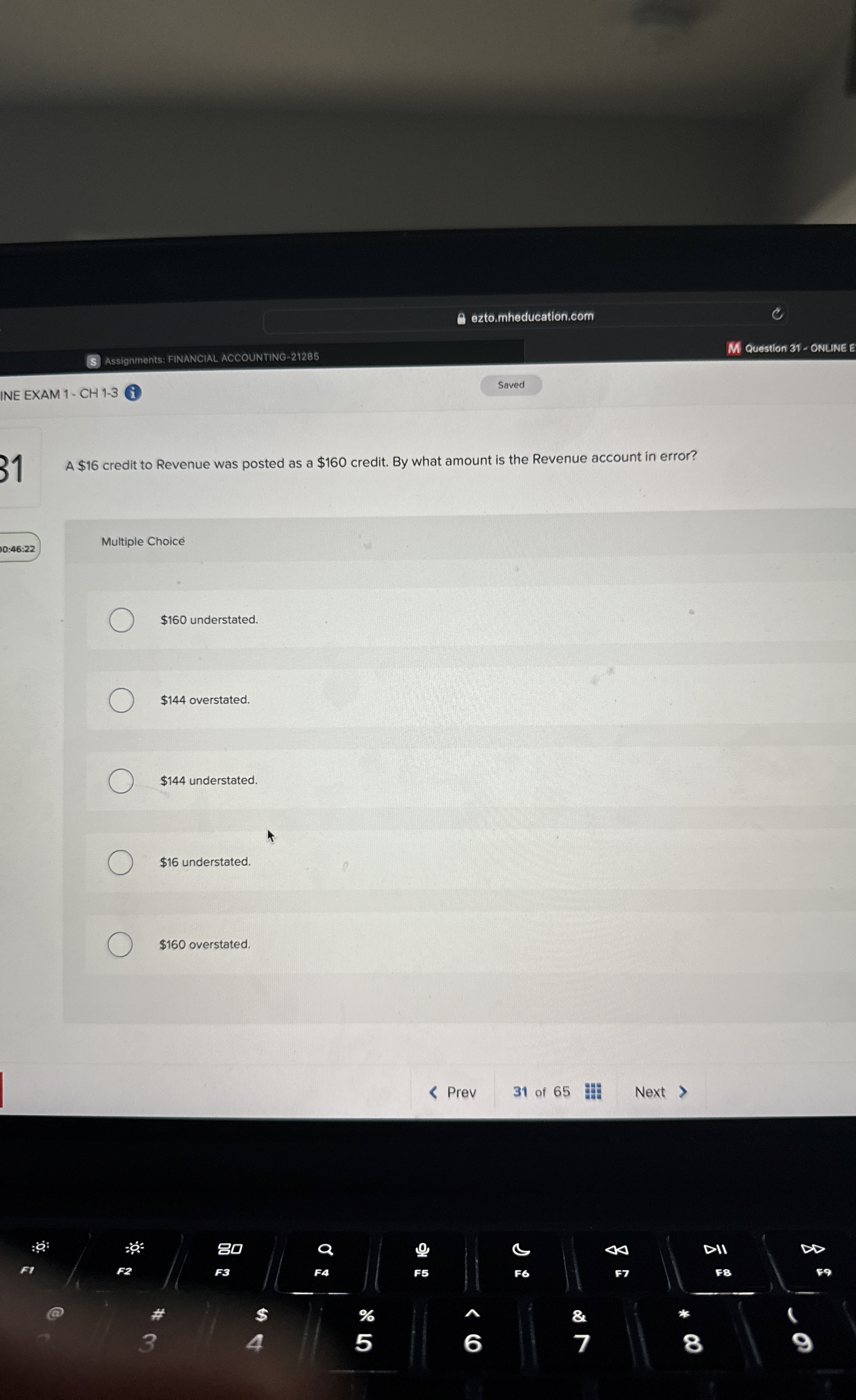 3 1 A $ 1 6 credit to Revenue was posted as a $ 1