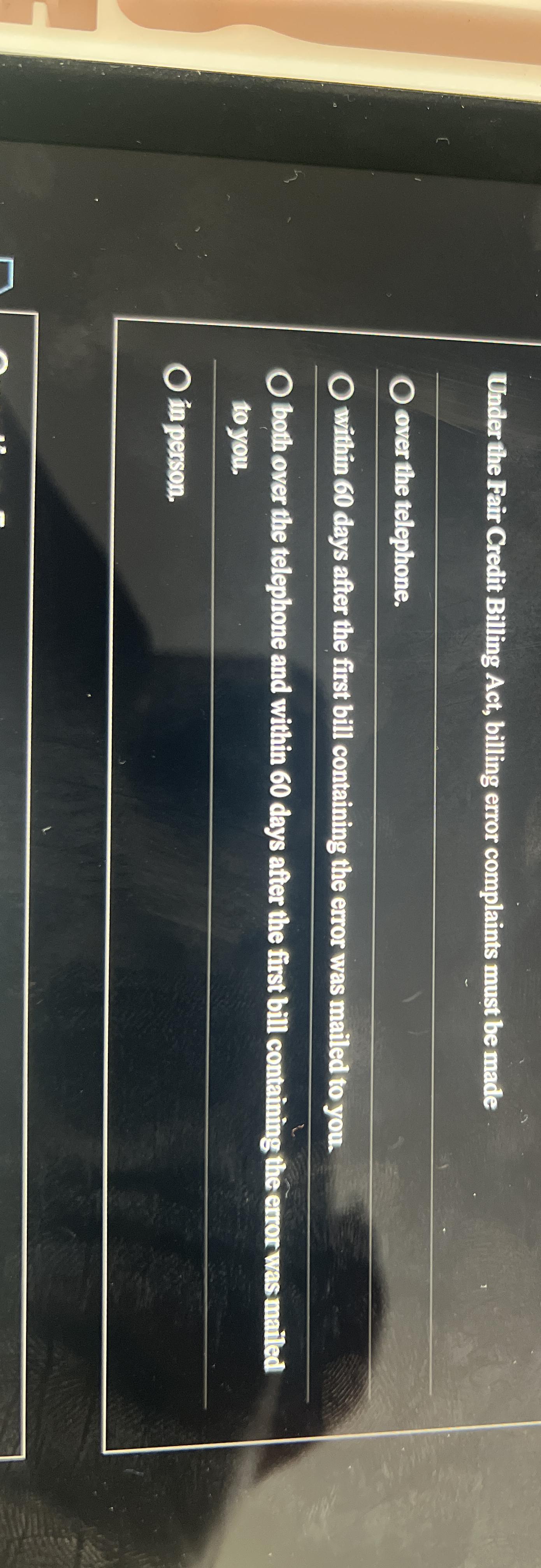 Under the Fair Credit Billing Act, billing error