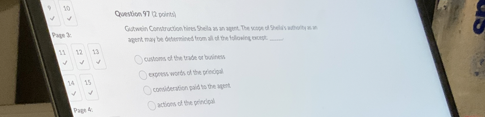 Question 9 7 ( 2 points ) Gutwein Construction