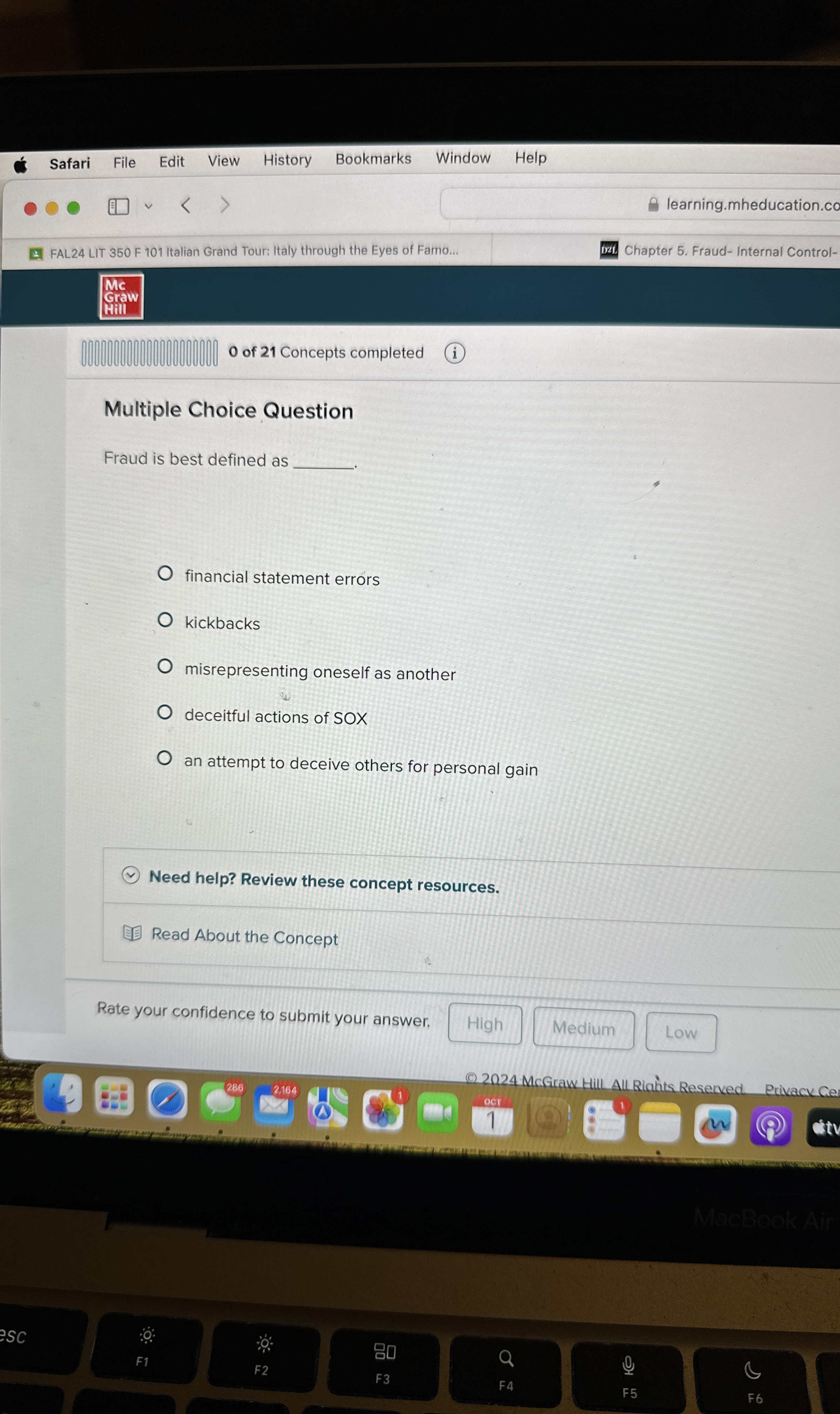 Multiple Choice Question Fraud is best defined as