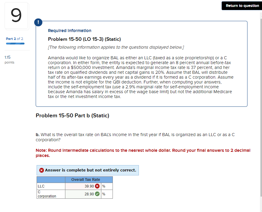 Required Information Problem 1 5 - 5 0 ( LO 1 5 -