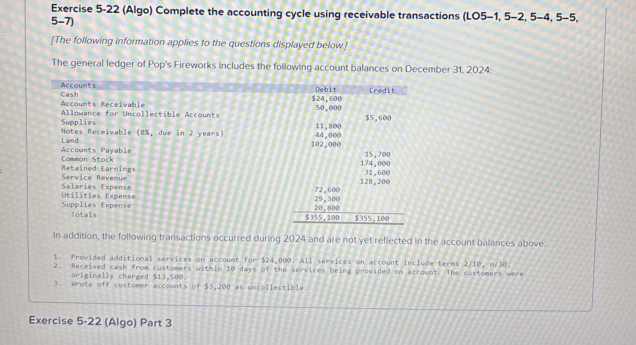 Exercise 5 - 2 2 ( Algo ) Complete the accounting