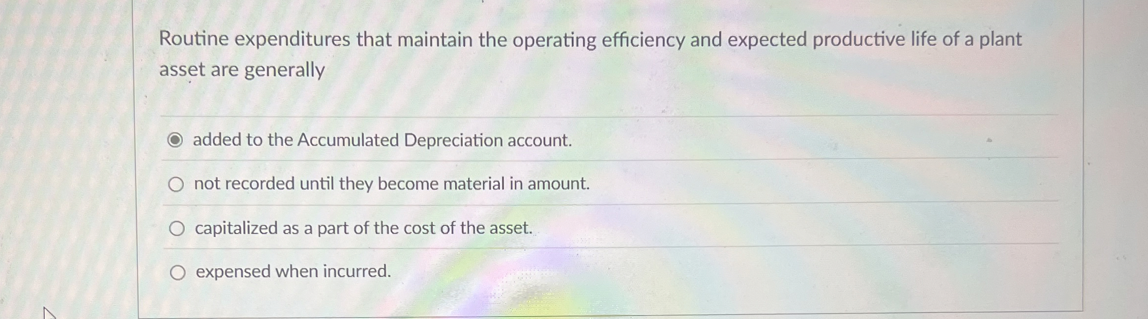 Routine expenditures that maintain the operating
