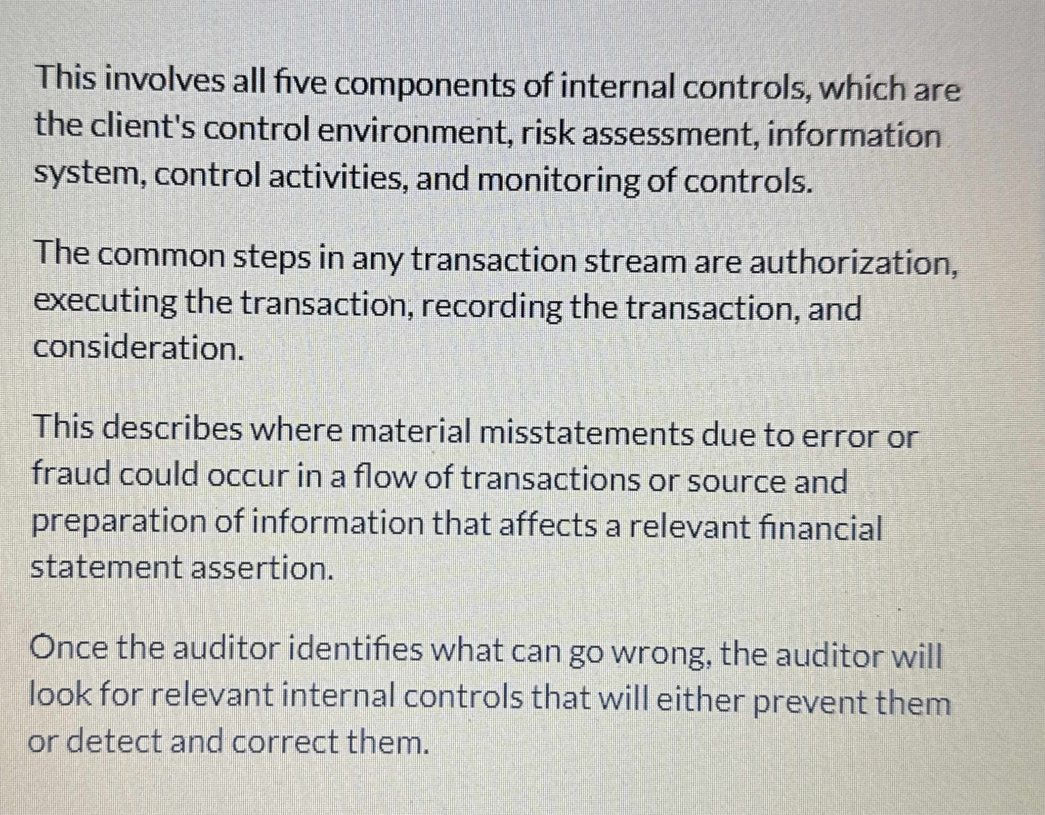 This involves all five components of internal