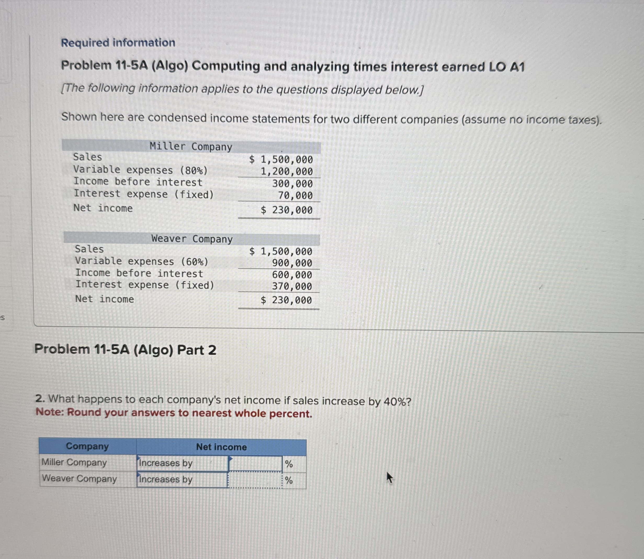 Required information Problem 1 1 - 5 A ( Algo )